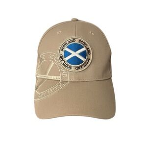 Scotland Robin Ruth Embroidered Flag Golf Khaki Beige Adjustable Cap Hat